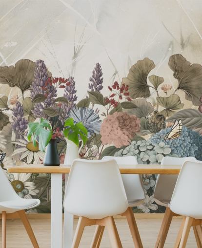floral wallpaper mural called Morning Flowery by Ms. Tiff for bedrooms and living rooms