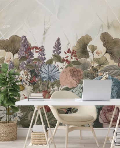 floral wallpaper mural called Morning Flowery by Ms. Tiff for bedrooms and living rooms