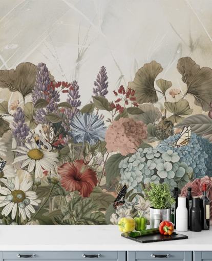 mural de papel pintado floral llamado Morning Flowery de Ms. Tiff para dormitorios y salas de estar mural de papel pintado floral llamado Morning Flowery de Ms. Tiff para dormitorios y salas de estar