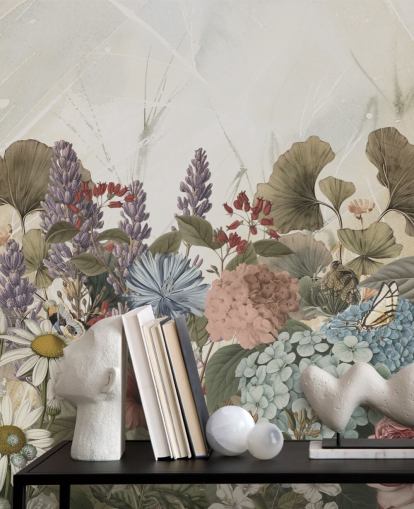 mural de papel de parede floral chamado Morning Flowery by Ms. Tiff para quartos e salas de estar mural de papel de parede floral chamado Morning Flowery by Ms. Tiff para quartos e salas de estar