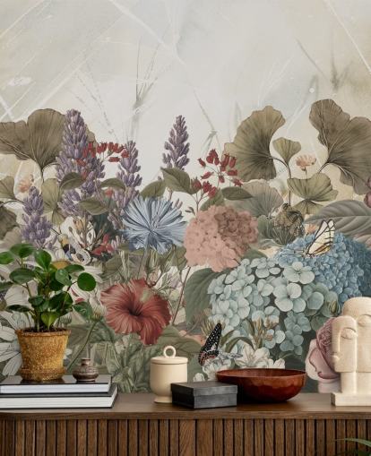 Blumentapete namens Morning Flowery von Ms. Tiff für Schlafzimmer und Wohnzimmer Blumentapete namens Morning Flowery von Ms. Tiff für Schlafzimmer und Wohnzimmer