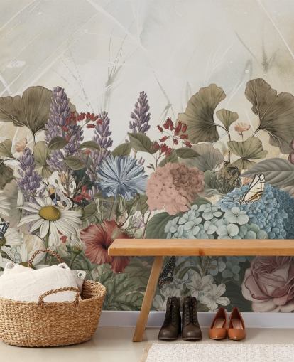 mural de papel pintado floral llamado Morning Flowery de Ms. Tiff para dormitorios y salas de estar mural de papel pintado floral llamado Morning Flowery de Ms. Tiff para dormitorios y salas de estar