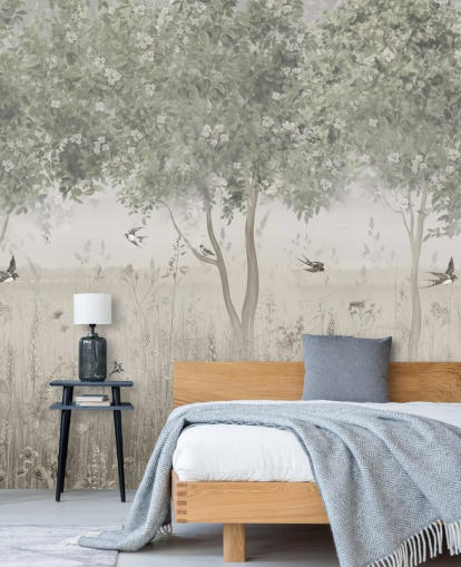 mural de papel de parede de jardim verde personalizável chamado The Garden of Morning Calm da Sra. Tiff mural de papel de parede de jardim verde personalizável chamado The Garden of Morning Calm da Sra. Tiff