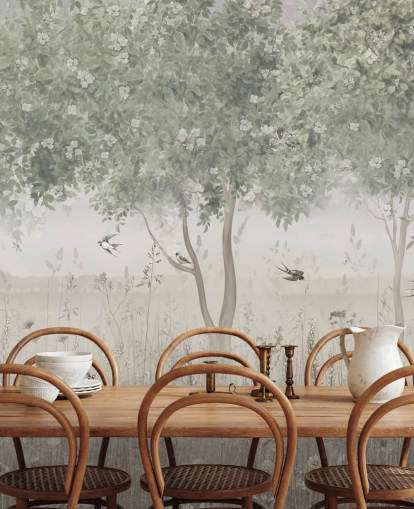 grüne, personalisierbare Gartentapete mit dem Titel The Garden of Morning Calm von Ms. Tiff