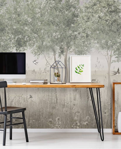 grüne, personalisierbare Gartentapete mit dem Titel The Garden of Morning Calm von Ms. Tiff