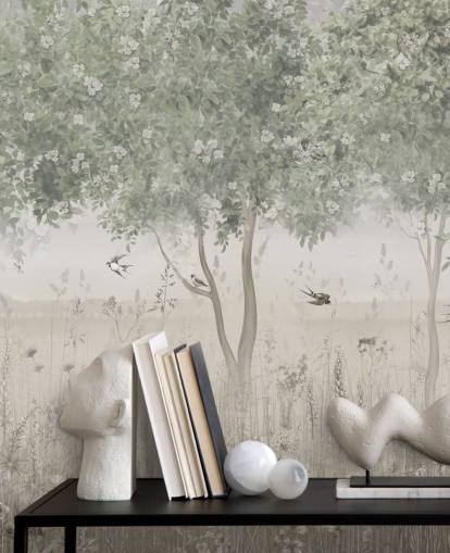 carta da parati da giardino personalizzabile verde chiamata The Garden of Morning Calm di Ms. Tiff carta da parati da giardino personalizzabile verde chiamata The Garden of Morning Calm di Ms. Tiff