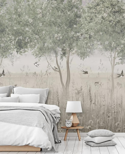 green customizable garden wallpaper mural called The Garden of Morning Calm by Ms. Tiff green customizable garden wallpaper mural called The Garden of Morning Calm by Ms. Tiff