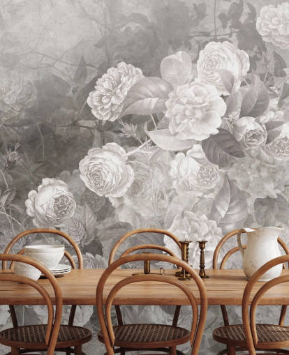 black and white customisable rose wallpaper mural called A Kiss of Roses by Ms. Tiff for hallways and home offices black and white customisable rose wallpaper mural called A Kiss of Roses by Ms. Tiff for hallways and home offices