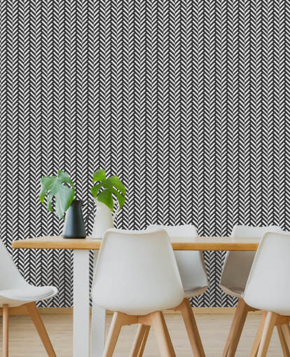 mural de papel de parede em espinha de peixe personalizável em cinza e branco chamado Grey Herringbone para quartos e escritórios domésticos mural de papel de parede em espinha de peixe personalizável em cinza e branco chamado Grey Herringbone para quartos e escritórios domésticos