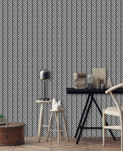 harmaa ja valkoinen muokattava kalanruototapetti seinämaalaus nimeltä Grey Herringbone makuuhuoneisiin ja kotitoimistoihin harmaa ja valkoinen muokattava kalanruototapetti seinämaalaus nimeltä Grey Herringbone makuuhuoneisiin ja kotitoimistoihin