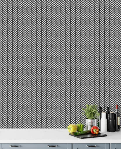 grått og hvitt tilpassbart sildebein tapetmaleri kalt Grey Herringbone for soverom og hjemmekontorer grått og hvitt tilpassbart sildebein tapetmaleri kalt Grey Herringbone for soverom og hjemmekontorer