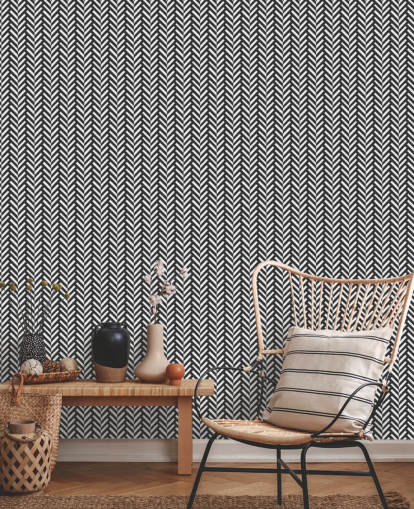 mural de papel de parede em espinha de peixe personalizável em cinza e branco chamado Grey Herringbone para quartos e escritórios domésticos mural de papel de parede em espinha de peixe personalizável em cinza e branco chamado Grey Herringbone para quartos e escritórios domésticos