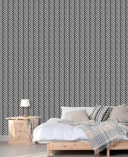 grijs-witte personaliseerbare muurschildering met visgraatbehang genaamd Grey Herringbone voor slaapkamers en kantoren aan huis grijs-witte personaliseerbare muurschildering met visgraatbehang genaamd Grey Herringbone voor slaapkamers en kantoren aan huis