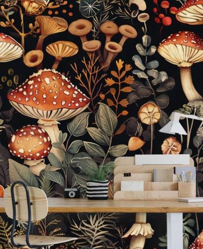 dark custom mushroom wallpaper mural called Vintage Mushrooms dark custom mushroom wallpaper mural called Vintage Mushrooms