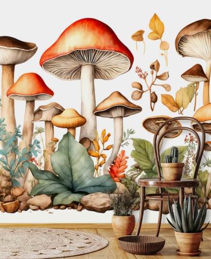 värikäs mukautettu sieni-seinämaalaus nimeltä Watercolor Mushrooms värikäs mukautettu sieni-seinämaalaus nimeltä Watercolor Mushrooms