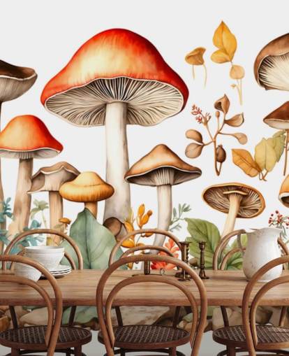 farverigt brugerdefineret champignon vægmaleri kaldet Akvarel Svampe 