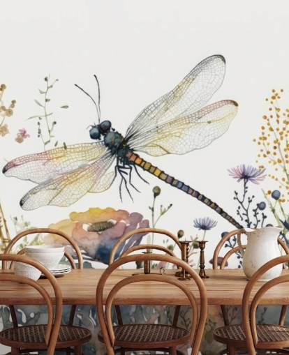 colorful customizable dragonfly wallpaper mural called Dragonfly Watercolor for bedrooms and living rooms colorful customizable dragonfly wallpaper mural called Dragonfly Watercolor for bedrooms and living rooms