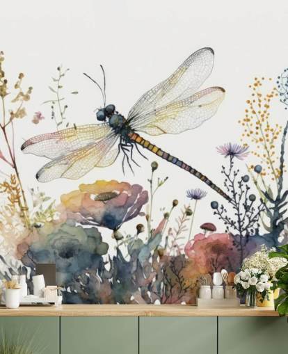 värikäs muokattava sudenkorento-taustakuvamaalaus nimeltä Dragonfly Watercolor makuuhuoneisiin ja olohuoneisiin värikäs muokattava sudenkorento-taustakuvamaalaus nimeltä Dragonfly Watercolor makuuhuoneisiin ja olohuoneisiin