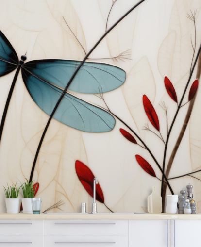 mural de pared personalizado de libélula llamado Dragonfly Mosaic para dormitorios y salas de estar