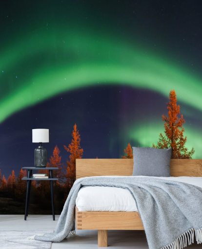 Papel de parede verde e azul da aurora boreal