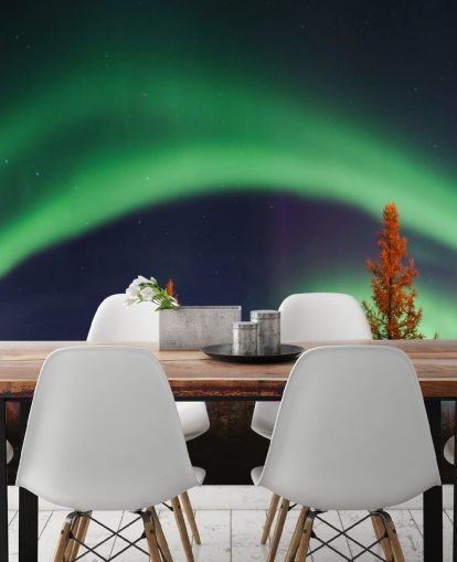 Grün und Blau Nordlichter bemalte Tapete