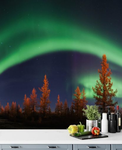 Green and Blue Northern Lights Wallpaper