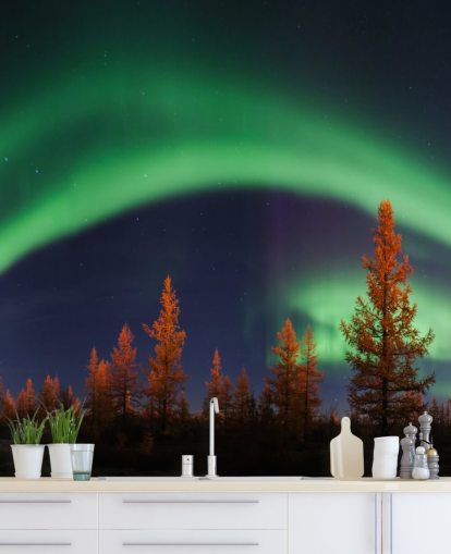 Green and Blue Northern Lights Wallpaper