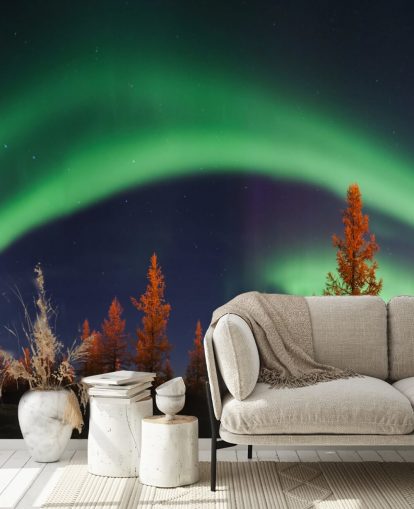 Green and Blue Northern Lights Wallpaper