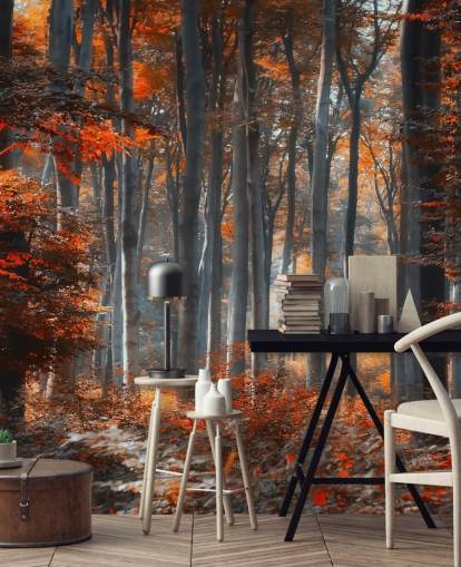 mural naranja personalizable de papel pintado de bosque llamado Painting Forest by 1x - Artista - Ildiko Neer para dormitorios, salas de estar y oficinas mural naranja personalizable de papel pintado de bosque llamado Painting Forest by 1x - Artista - Ildiko Neer para dormitorios, salas de estar y oficinas