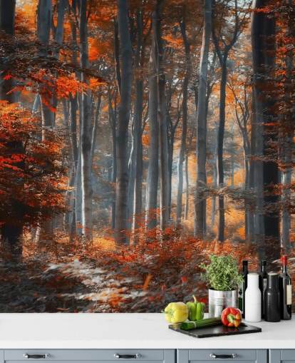 orange tilpasselig skovtapet vægmaleri kaldet Painting Forest af 1x - Artist - Ildiko Neer til soveværelser, stuer og kontorer