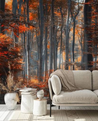 orange tilpasselig skovtapet vægmaleri kaldet Painting Forest af 1x - Artist - Ildiko Neer til soveværelser, stuer og kontorer
