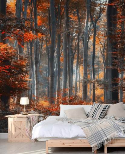 mural de papel de parede florestal personalizável laranja chamado Painting Forest by 1x - Artista - Ildiko Neer para quartos, salas de estar e escritórios mural de papel de parede florestal personalizável laranja chamado Painting Forest by 1x - Artista - Ildiko Neer para quartos, salas de estar e escritórios