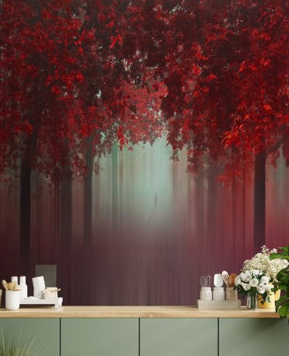 papel de parede florestal personalizado vermelho chamado Out of Love by 1x para salas de jantar ou quartos