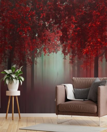 papel pintado rojo personalizado de bosque llamado Out of Love by 1x para comedores o dormitorios