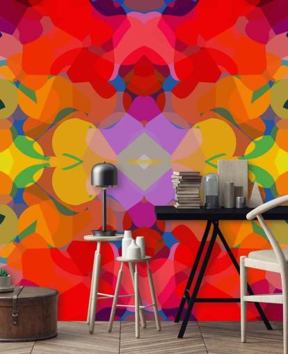 Kleurrijke abstracte kunst behang