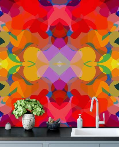 Kleurrijke abstracte kunst behang