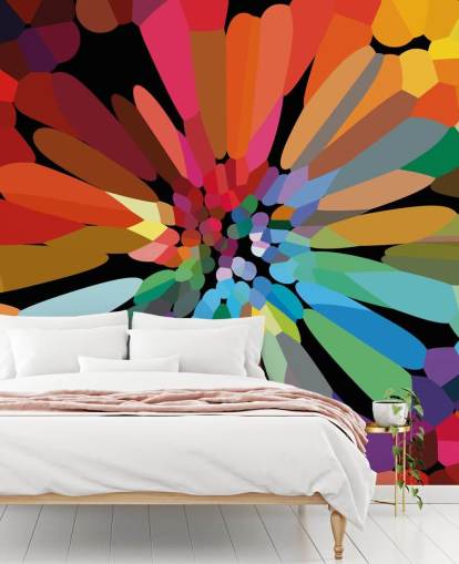 Carta da parati colorata con fiori astratti