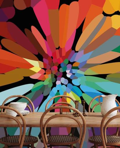 Carta da parati colorata con fiori astratti