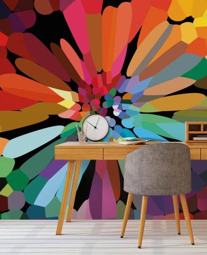 Carta da parati colorata con fiori astratti