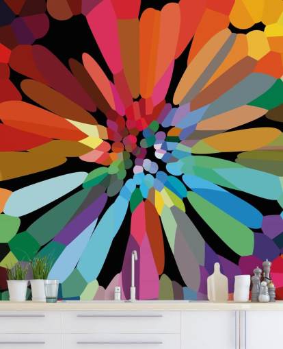 Carta da parati colorata con fiori astratti