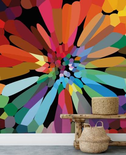 Carta da parati colorata con fiori astratti