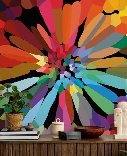 Carta da parati colorata con fiori astratti