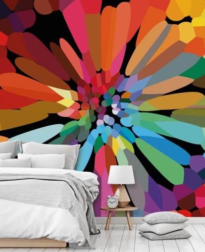 Carta da parati colorata con fiori astratti