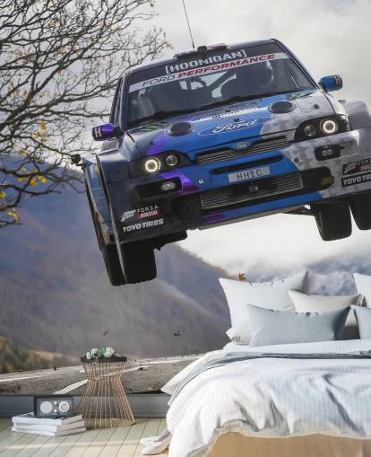 tilpasselig rally tapetmaleri kaldet Ken Block Valais 2019 til hjemmekontorer og teenagersoveværelser