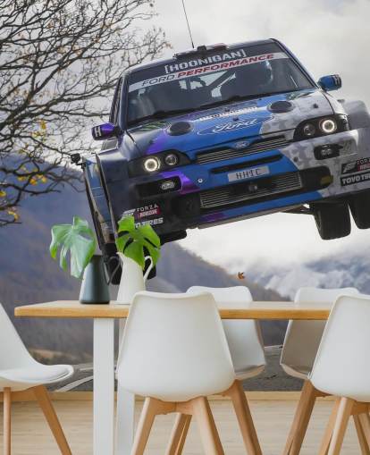 customizable rally wallpaper mural called Ken Block Valais 2019 for home offices and teen bedrooms