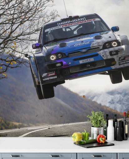 customizable rally wallpaper mural called Ken Block Valais 2019 for home offices and teen bedrooms
