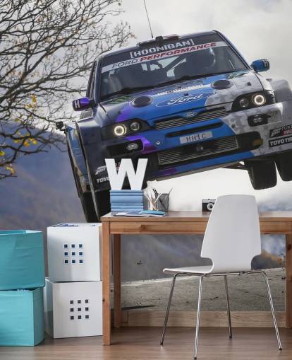 mural de papel pintado de rally personalizable llamado Ken Block Valais 2019 para oficinas en casa y dormitorios de adolescentes