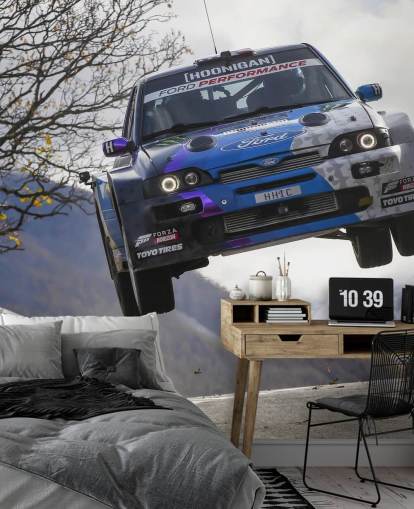 mukautettava ralli-taustakuvamaalaus nimeltä Ken Block Valais 2019 kotitoimistoihin ja teini-ikäisten makuuhuoneisiin