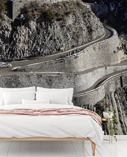 customizable rally driver wallpaper mural called Mikko Hirvonen Hairpin Turn for home offices and man caves