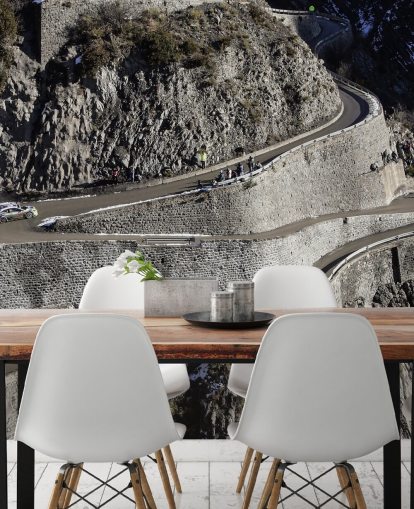 customisable rally driver wallpaper mural called Mikko Hirvonen Hairpin Turn for home offices and man caves